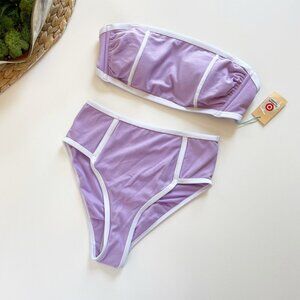 (New) • Kona Sol Purple Retro Ringer Terry Bikini • Top L / Bottom S